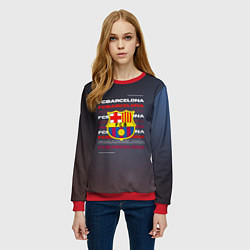Свитшот женский Логотип футбольный клуб Барселона, цвет: 3D-красный — фото 2