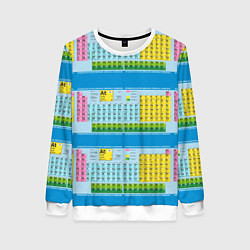 Свитшот женский Узор из таблицы Менделеева, цвет: 3D-белый