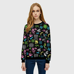 Свитшот женский Африканский узор цветной, цвет: 3D-черный — фото 2