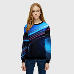 Свитшот женский Синяя и черная абстракция геометрическая, цвет: 3D-черный — фото 2