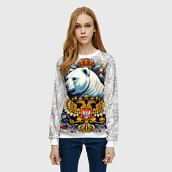 Свитшот женский Белый медведь с короной, цвет: 3D-белый — фото 2