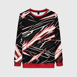 Женский свитшот Красные и белые полосы на чёрном фоне