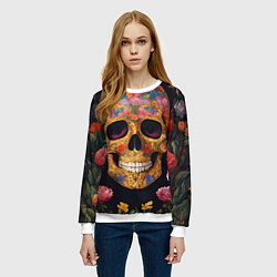 Свитшот женский Bright colors and skull, цвет: 3D-белый — фото 2