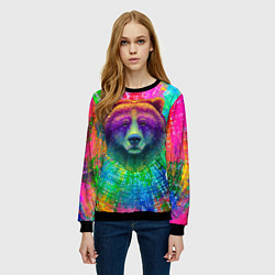 Свитшот женский Цветной медведь, цвет: 3D-черный — фото 2