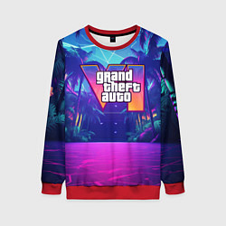 Свитшот женский Gta 6 логотип в стиле ночного vice city, цвет: 3D-красный