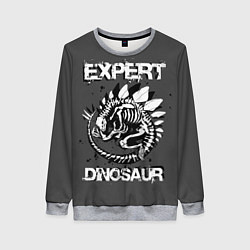 Свитшот женский Dinosaur expert, цвет: 3D-меланж