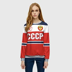 Свитшот женский Союз Советских Социалистических Республик - СССР, цвет: 3D-меланж — фото 2