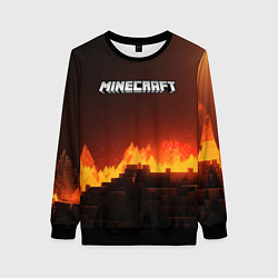 Свитшот женский Minecraft огненная стена, цвет: 3D-черный