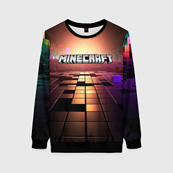 Свитшот женский Minecraft логотип и кубы, цвет: 3D-черный