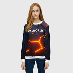 Свитшот женский Palworld logo разлом плит, цвет: 3D-белый — фото 2