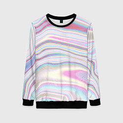 Свитшот женский Мрамор узор розово-голубой, цвет: 3D-черный