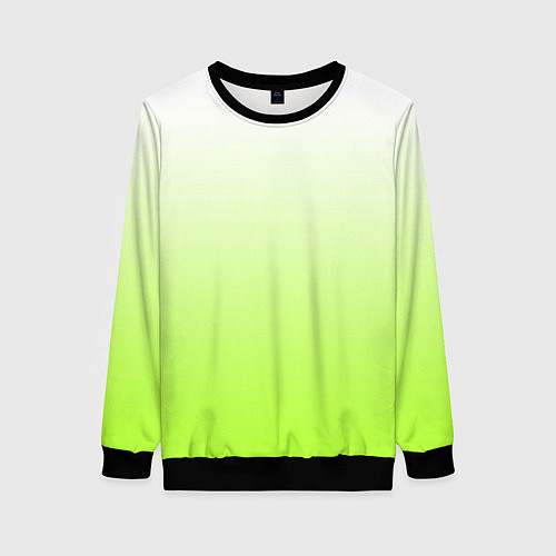 Женский свитшот Бело-салатовый градиент / 3D-Черный – фото 1