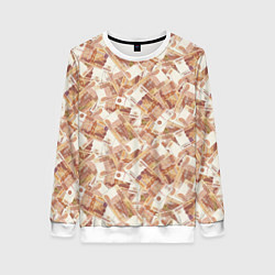 Свитшот женский Деньги - купюры в 5 тысяч рублей, цвет: 3D-белый