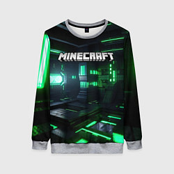 Свитшот женский Minecraft logo зеленый мир, цвет: 3D-меланж