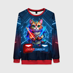 Женский свитшот Beat Saber кот музыкальный джедай