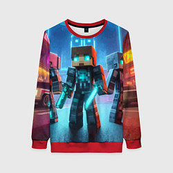 Свитшот женский Minecraft - ai art neon, цвет: 3D-красный