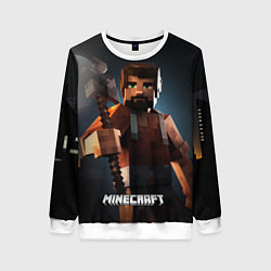 Свитшот женский Minecraft персонаж с бородой ночью, цвет: 3D-белый