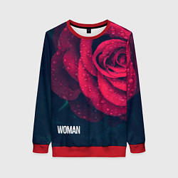 Женский свитшот Красная роза на чёрном - woman