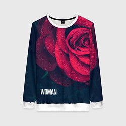 Женский свитшот Красная роза на чёрном - woman