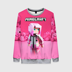 Женский свитшот Minecraft персонаж розовый фон