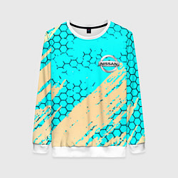 Свитшот женский Nissan текстура краски, цвет: 3D-белый