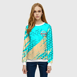 Свитшот женский Nissan текстура краски, цвет: 3D-белый — фото 2