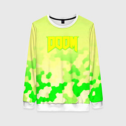 Свитшот женский Doom токсичное лого броня, цвет: 3D-белый