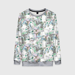 Свитшот женский Деньги - купюры в 1 тысячу рублей, цвет: 3D-меланж