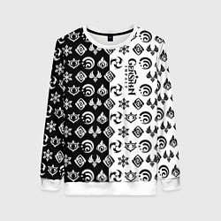 Свитшот женский Genshin Impact - black and white, цвет: 3D-белый