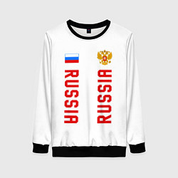 Свитшот женский Россия три полоски на белом фоне, цвет: 3D-черный