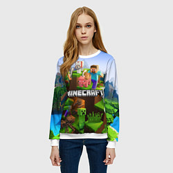 Свитшот женский Minecraft pixel world, цвет: 3D-белый — фото 2