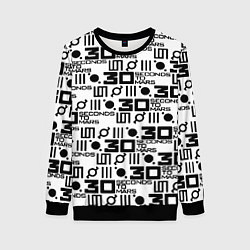Свитшот женский Thirty Seconds to Mars pattern rock, цвет: 3D-черный