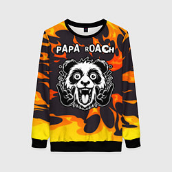 Свитшот женский Papa Roach рок панда и огонь, цвет: 3D-черный