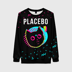 Свитшот женский Placebo - rock star cat, цвет: 3D-черный