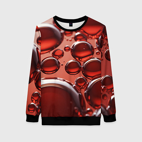 Женский свитшот Крупные красные капли / 3D-Черный – фото 1