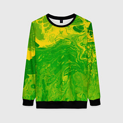 Свитшот женский Зеленые подтеки, цвет: 3D-черный