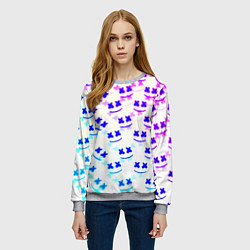 Свитшот женский Marshmello pattern neon, цвет: 3D-меланж — фото 2