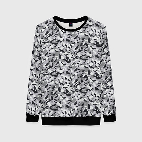 Женский свитшот Пикселированный городской серый камуфляж / 3D-Черный – фото 1