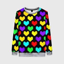 Свитшот женский Undertale heart pattern, цвет: 3D-меланж