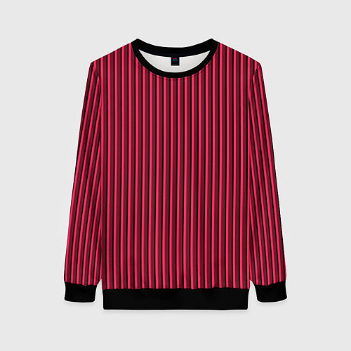 Женский свитшот Красно-розовый полосатый / 3D-Черный – фото 1