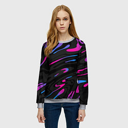 Свитшот женский Неоновые разводы - фиолетовый, цвет: 3D-меланж — фото 2
