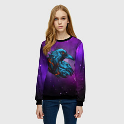 Свитшот женский Ворона в космосе, цвет: 3D-черный — фото 2