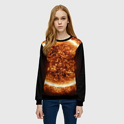 Свитшот женский Пылающее солнце крупным планом, цвет: 3D-черный — фото 2