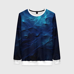 Свитшот женский Абстрактные волны глубины, цвет: 3D-белый