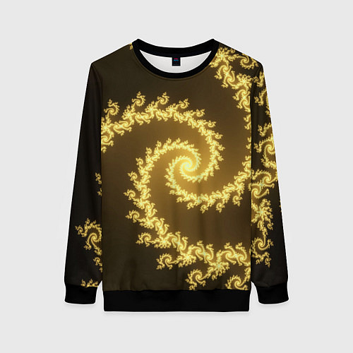 Женский свитшот Желтая спираль фракталов / 3D-Черный – фото 1