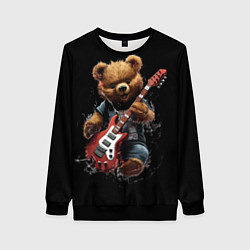 Женский свитшот Большой плюшевый медведь играет на гитаре