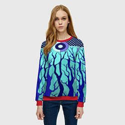 Свитшот женский Turquoise abstraction, цвет: 3D-красный — фото 2