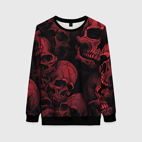 Женский свитшот Кровавые черепа / 3D-Черный – фото 1
