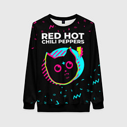Свитшот женский Red Hot Chili Peppers - rock star cat, цвет: 3D-черный
