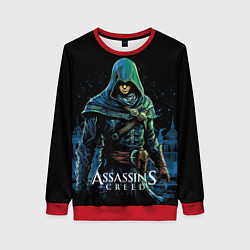 Свитшот женский Assassins creed персонаж нарисован на черном, цвет: 3D-красный